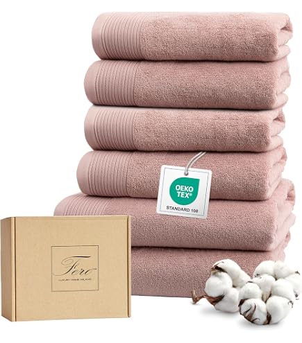 Betz Set 10 Asciugamani Premium 100% Cotone - 2 Teli Doccia, 4 Asciugamani, 2 Ospiti, 2 Guanti - Antracite E Rosa Antico