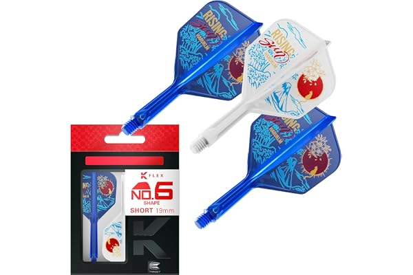 Target Japan K-Flex Rising Sun Haruki Muramatsu No.6 KFlex Fléchettes Vols et Tiges | Pack de 3 Accessoires K Flex Player Edition | Fléchettes K Flex, Longueurs: Courte, Intermédiaire, Moyenne