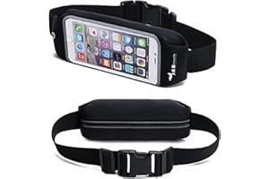 J.A.N-GreenLife Smartphone Laufgürtel – wasserdichte Bauchtasche für Handys, Geldbeutel, Kopfhörer für Sport, Joggen, Laufen, Fahrradfahren Schwarz