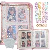Lora Rossie Kpop Fotoğraf Kartı Klas&ouml;r&uuml; 6 &Ccedil;ıkartma Sayfası ve 50 Parlayan Koruyucu Kart Kılıflı Kpop Fotoğraf Kartı Tutucu Ki