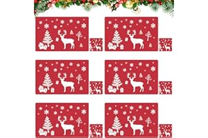 Ganbaro Christmas Table Mats and Coasters, Christmas Table Set, Christmas Placemats and Coasters, 12PCS Christmas Table Mats Non-slip Heat Dining Mats for Christmas Decoration