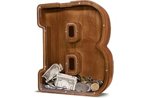 JOOMLAFLY Wooden Letter Piggy Bank for Kids Larger Alphabet Letter Bank for Boys Initial Coin Bank Personalized Piggy Bank Wood Money Save Box for Birthday and Festival- 12" B Piggy Bank