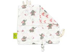 ‎TABALINO Tabalino® Schmusetuch - Schnuffeltuch Baby zum Kuscheln und Einschlafen, Größe etwa 28x28cm, Geschenk zur Geburt, Schnullertuch Junge & Mädchen, Kuscheltuch (rosa Elefanten)
