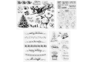 SABVITA 4 Pezzi Timbri Silicone Natale, Timbri Natalizi, Timbri Trasparenti Natale, Timbro Trasparente in Silicone, Timbri Trasparenti per Scrapbooking, Adatto per scrapbooking fai da te (B)