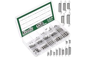 Keadic 150Pcs 15 Sizes Stainless Steel Extension Spring Assortment Set, 0.3/0.4/0.5/0.6/0.7/0.8mm Wire Diameter Small Mechanical Springs for Shop and Home Repairs