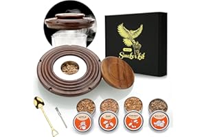 Cocktail Smoker Kit with 4 Wooden Chips, Father's Day Gift, Old Fashioned Whiskey Smoker Drinks Kit, Cocktail Accessories for Whiskey, Drinks, Coffee, Bourbon, Meat Walnut