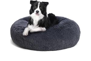 HMTOPE Orthopädisches Hundebett rund Hundekissen Hundesofa Katzenbett Donut Kuscheliges Hundekorb Waschbar, 80 cm Ø, Dunkelgrau