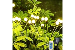 LiyuanQ Solar Firefly Lights Outdoor Waterproof, 4 Pack 8 LED Solar/USB Powered Firefly Garden Lights, Christmas Lights 8 Lighting Modes with Remote Control for Patio Yard Decorative Cool White