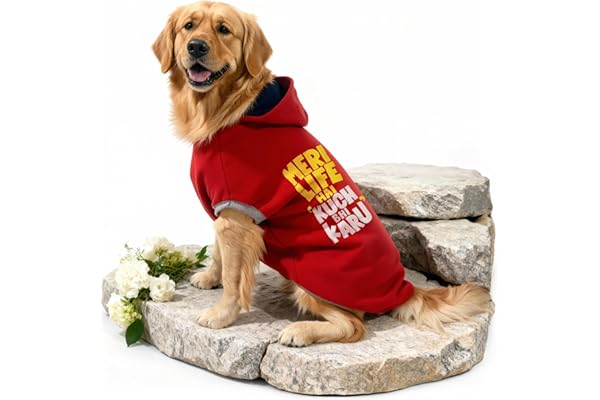 Wow Dog Fleece Winter Hoodie Jacket 28 Inch (4 XL) Cute Printed Dog Sweatshirt Warm Winter Clothes for Extra Large Dogs