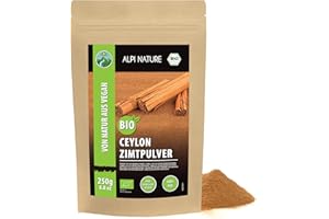 ‎ALPI NATURE Alpi Nature Organiczny cynamon cynamonowy (250 g) proszek cynamonowy z kontrolowanej uprawy organicznej bez glutenu bez laktozy testu laboratoryjnego wegańskiego cynamonu go delikatnie suszonego