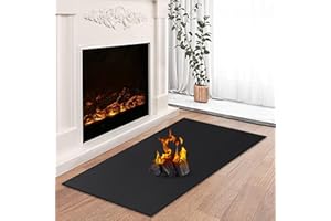 TOHONFOO Hearth Rugs for Fireplaces Fire Resistant, 48 x 28 x 0.04 inch Fireproof Fireplace Mat Hearth Rug, Hearth Pads for Wood Stove Fireplace Indoor Outdoor, Protect Floors Carpets from Sparks Embers-Black