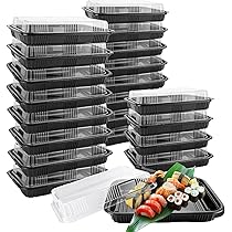 Mbsomnus 6 Vassoi Da Buffet In Plastica Con Coperchio, Riutilizzabili, Per Catering, Panini, Panini, Dolcetti, Per Feste, Cibo, Torte, Sushi E Buffet (39,3 X 27 X 6,2 Cm, Foglia - Foto 10