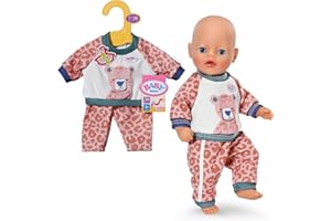 BABY born Conjunto de chándal con Motivo de Jungla Que se Puede Abrir, Sudadera y pantalón de Leopardo - Accesorios para muñecas Ropa Adecuada para Todas Las muñecas de 36 cm
