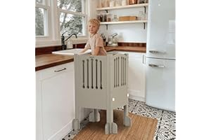 Bateso Torre de Aprendizaje Plegable, Torre Montessori de Madera para Niños y Bebés, Torre Aprendizaje Madera Estable para Cocina, Mostrador, Baño