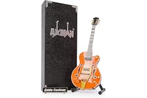 AXMAN Eddie Cochran Miniature Guitar Replica - Music Gifts - Handmade Ornamental 1/4 Scale - Includes a Display Box, Name Tag and Miniature Guitar Stand