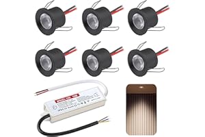 DYKUWEY Spot LED Encastrable 2W, 12V Spots Plafond,IP65 Spot Salle de Bain,mini spot Led Extra Plat 19mm,Trou Φ25-28mm spot encastrable pour Cuisine Salon Carport,Lot de 6 (Noir, Blanc Naturel 4000k)