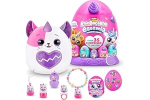 Rainbocorns Eggzania Surprise Mania Trixie the Kitten - Kolekcjonerska Pluszowa, Ponad 20 Niespodzianek, 28 cm, Pierścionki, Bransoletki, Naklejki, Akcesoria