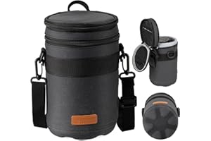 TARION Objektivtasche Objektivbeutel mit Hartschalenboden, Stoßfest, Wasserabweisend Kamera Objektiv-Schutztasche für Canon, Nikon, Pentax, Sony, Olympus Objektive (Dunkelblau Größe XL)