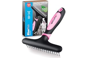 BluePet® Peine desenredante para perros, gatos y caballos de pelo largo | Cepillo para perros y gatos que elimina los nudos, el subpelo y los enredos | Masaje agradable para su mascota