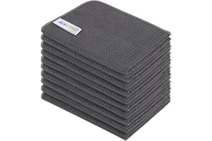 SINLAND 10 Stück Mikrofaser Waffel Küchentücher Blank Handtücher Waffelstruktur Geschirrtücher schnell trocknend Küchenhandtücher 40,6 x 61 cm Grau