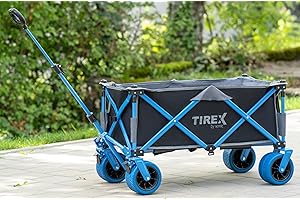 Tirex by xonic® Handcart Solid Rubber PU Universal Wheels - Robust Transport Trolley, Foldable with Foot Brakes - Hand Truck with 2-Way Adjustable Handle - Unfold & Go (PU XL Wheels, Blue'n Grey)
