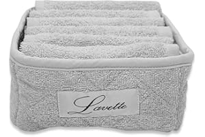 CA' D'ORO Cestino Lavette 100% Cotone 350 gr/mq con trapuntatura (Grigio Perla, 6 Lavette)