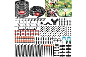 AOUVT System Nawadniania Ogrodu, 40m + 10m rura Irygacyjna, 299 szt. Zestaw do Nawadniania Ogrodu, DIY Automatyczny System Nawadniania Roślin do Ogrodu, Trawnika, Ogrodu Warzywnego, Gospodarstwa