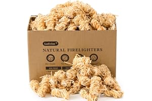 LEDIVION 200 Natural Firelighters - Fire Lighters for Wood Burners, Wood Wool Fire Starters for BBQ & Pizza Oven Odourless Wax Coated