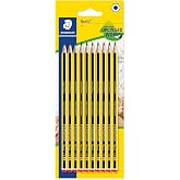 Staedtler Noris 120-2BK10D Certified Wood Pencils, Black, 10 Count (Pack of 1) | L&aacute;piz HB hexagonal resistente a la rotura pa