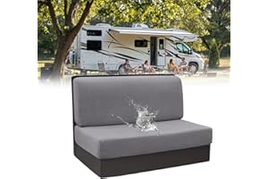 POPUBBY Copricuscini per Camper, 1 set Elasticizzati Jacquard Copridivano per Camper Lavabile Fodere Cuscini Dinette RV Coprisedili per Caravan (Waffle Reticolo, Grigio Chiaro)