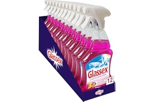 Glassex Spray Superfici Con, Spray Per Vetri, Spray Multiuso, Spray Superfici Da 500 Ml, Multicolore, Aceto, Limone, 12 Flaconi