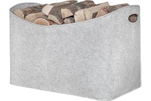 Rubberneck Cesta de Leña Tamaño Grande XXL, Fieltro, Multiusos, 63 x 40 x 42 cm (Gris)