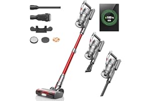 Laresar Aspirateur Balai sans Fil, 450W 33Kpa Aspirateur sans Fil, 55Mins, Aspirateur Balai à Écran avec 8 Animées, Brosse Anti-emmêlement, Aromathérapie, pour Poils d'animaux Tapis & Sol【Elite S6】