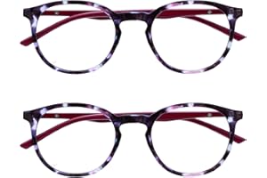 ‎OPULIZE OPULIZE Met Lesebrille 2er Pack Schlank Runder Rahmen Federscharniere Kratzfest Lila Schildpatt Solide Bügel Herren RR60-5 +1.50