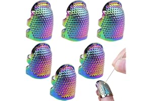 DonLeeving 6 Pcs Sewing Thimble Metal Dazzle Gold Sewing Thimble Finger Protector, Accessories DIY Sewing Tool (Two Size, Dazzle)