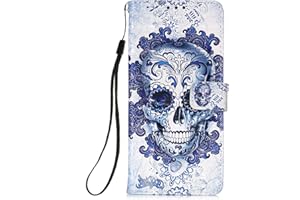Unichthy For Moto G50 Case 3D Shockproof PU Leather Flip Wallet Phone Cases Book Folio Magnetic Protective Bumper Cover TPU Inner Shell Kickstand Card Slots for Moto G50 - Blue Skull