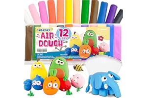 KOKOBOX Air Dough 12 Colore (12pz) Argilla Polimerica da Modellare per Bambini Plastilina Bambini Argilla da Modellare Senza Cottura Pasta Modellabile Bambini Creta Modellare Polymer Foam Clay