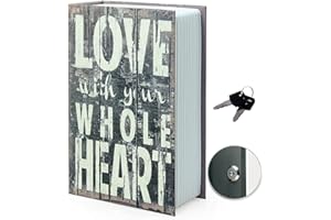 FUNVALLEY SURPERFECT Diversion Book Safe with Key Lock, Hidden sturdy small safe, ，Portable Cash Jewelry secret safe， Classical Design book safe blends into book shelf well.