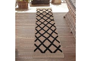 RUGS BY DESIRE Harper Outdoor Rug Aztec Pattern Water Resistant Garden Rug Indoor Outdoor Area Rugs for Garden, Patio, Deck, Beach, Picnic, Backyard, Black, 60x220 cm Runner