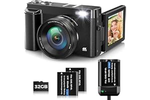 Appareil Photo Numérique 4K,Oiadek 48MP Autofocus Vlogging Camera with 32G Memory Card 16X Digital Zoom,Compact Digital Camera with 3.0 inch 180° Flip Screen and Battery Charger for Beginners