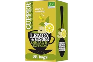 CUPPER Infuso Bio Limone e Zenzero, Ingredienti da Agricoltura Biologica, Tisana Digestiva e Energizzante, Filtri 100% Biodegradabili, Confezione da 25 Bustine