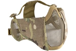 OneTigris Airsoft Faltbare halbe Maske Mesh Gesichtsmaske mit Gehörschutz