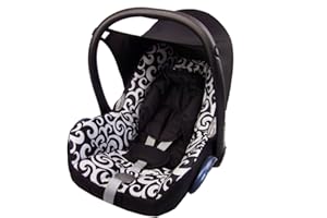 BambiniWelt by Rafael K. Bezug Ersatzbezug kompatibel mit Maxi-Cosi CabrioFix für Babyschale 6-tlg Komplett-Set (schwarz weiß Wellen)
