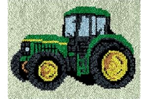 VIONNPPT DIY 3D Auto Serie Teppich, Knüpfteppich für Kinder und Erwachsene Zum Selber Latch Hook Kits, Knüpfen Knüpfpackung für Home Kunst Decor, 52×38cm (Traktor A)