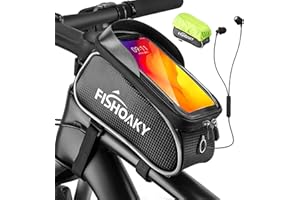 FISHOAKY Borsa Telaio Bici, Impermeabile Borsa Biciclette con TPU Touch Screen Grande Capacità Borse Cellulare MTB BMX Mountain Bike per Phone XS X Samsung S9 S8 Telefoni Sotto a 6,5 Pollici
