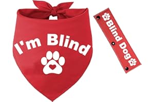 YROVWENQ 2 Pieces I'm Blind Red Bandana with Blind Dog Dog Red Leash Wrap for Dog Lovers Owner Pet Birthday Gift
