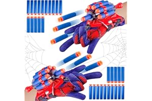 Dekewe Spider Gloves, Set of 2 Spider Launcher Gloves Children, Spider Web Shooter Spider Net Launcher, Spider Net Shooter with 30 Darts, Spider Toy Gloves for Children Cosplay