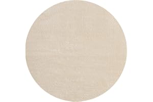 ‎MIAS TEPPICHE Mia's Teppiche Taos Cuddly Short Pile Rug, Non-Slip Underside, Washable Up to 30 Degrees, Super Soft, Fur Look, Beige, 120 x 120 cm, Round