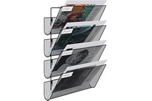 EasyPAG 4 Fächer Strapazierfähig Metall A4 Zeitschriftenhalter Wand Zeitschriften Wandhalter Aktenablage Dokumentenhalter Hängend Magazin Organizer Flyerhalter Prospektspender,Schwarz