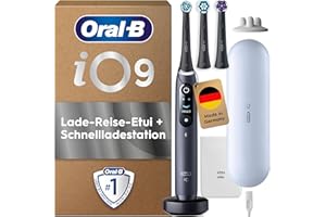‎ORAL-B Oral-B iO Series 9 Elektrische Zahnbürste — Electric Toothbrush, Inkl. 3 Aufsteckbürsten, Lade-Reise-Etui, Schnellladestation — 7 Modi für Zahnpflege, Zahnbürste Elektrisch, Designed by Braun, Schwarz